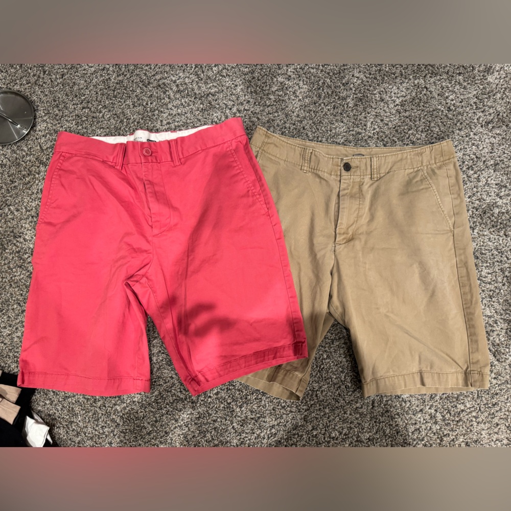 Men’s flat front Chino Shorts - Coral and Khaki